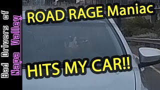 Road Rage Maniac Hits My car Then Runs - Chase Ensues