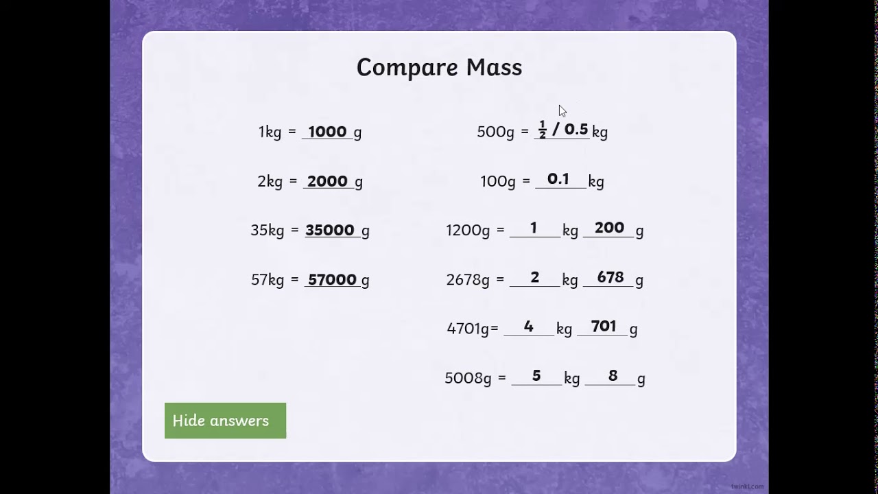 Tues 16th June Maths Comparing mass Year 3 BCPS