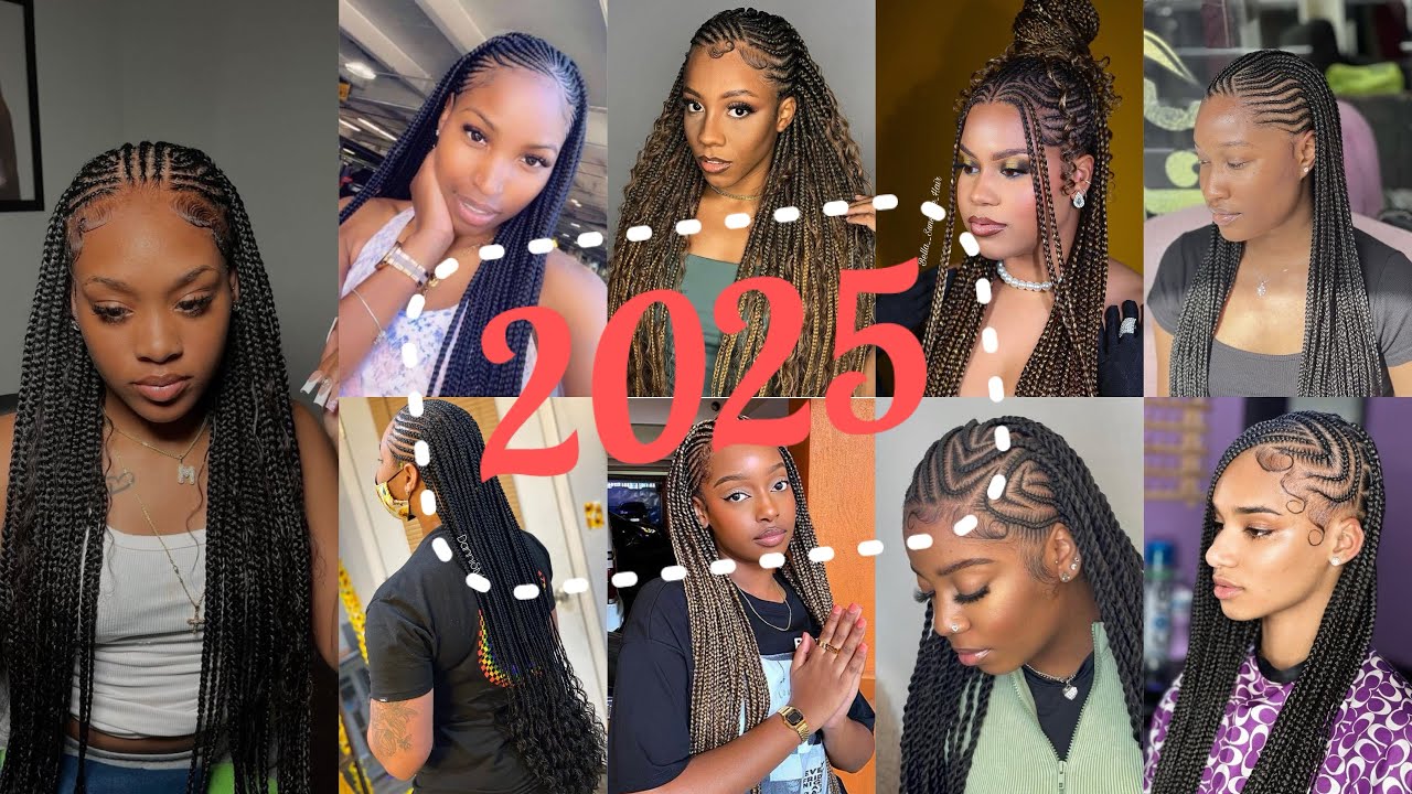 ‼️New & Latest Half Cornrows Half Box Braids Hairstyles 🔥🤯For All Black Women❤️