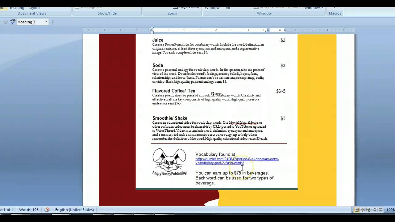 Learning Menus Demonstration