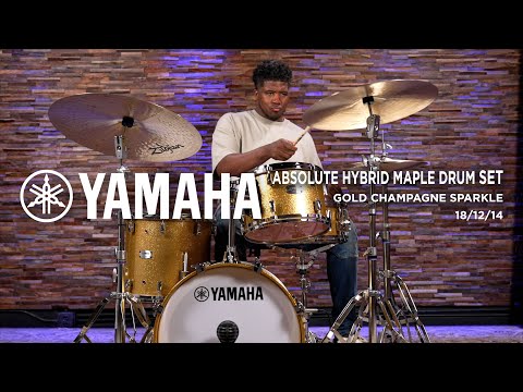 Yamaha Absolute Hybrid Maple Drum Set 18/12/14 - Gold Champagne Sparkle (AM8F30JGCS)