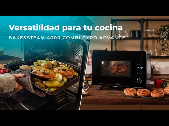 Horno elektrisch Cecotec Bake&Steam 4000 Combi Gyro Advance 40 L Schwarz mit Dampf- und Heißluftfritteuse video