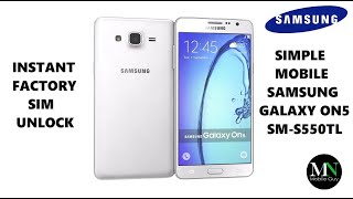 Instant Factory SIM Unlock Simple Mobile Samsung Galaxy On5 S550TL!