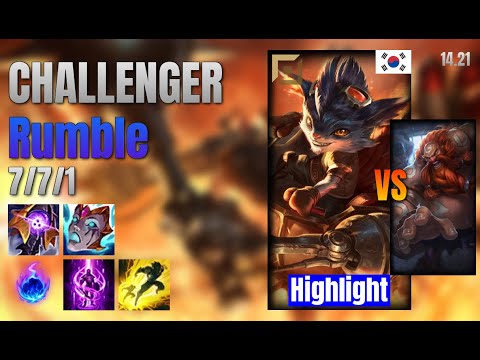 CHALLENGER Top Rumble vs Gragas lol KR solo rank Highlight 14.21