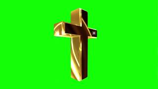 Golden cross in green screen