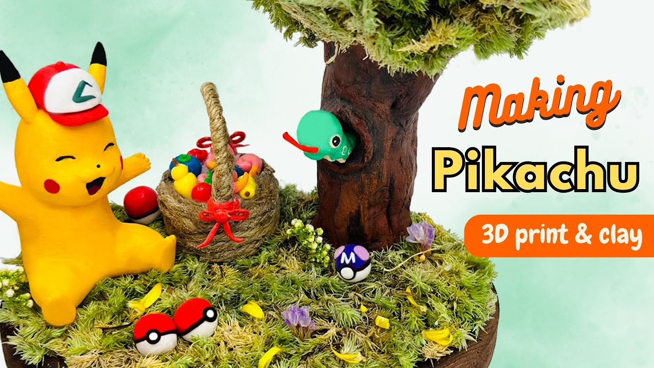 Making Pikachu [3D print & clay]