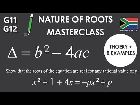 Nature of Roots  |  Master Class  |  Theory  |  8 Examples  |  South Africa  |  Grade 11  | Grade 12