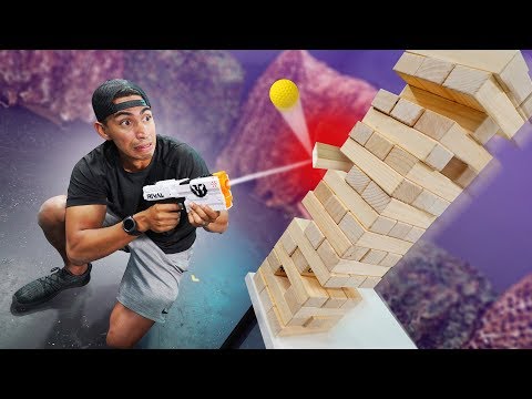 NERF *GIANT* Jenga Challenge! Video