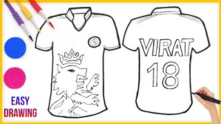 How to Draw a Jersey | Jersey Drawing and Colouring for kids and beginners | Kohli Jersey Drawing.