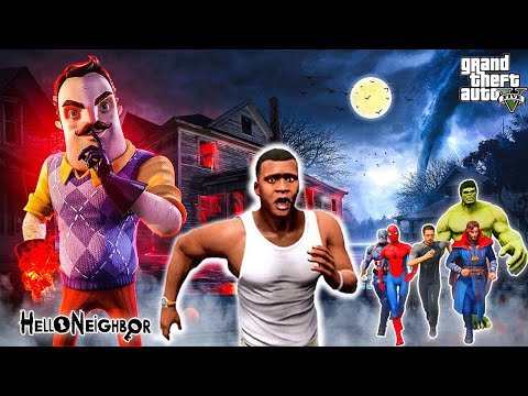 Franklin and Avengers Fight With Hello Neighbor (THE END) in gtav | GTAV Avengers | A.K GAME WORLD