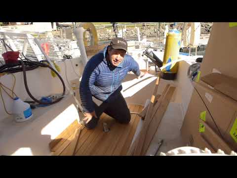 Part 1 of Teak decking install and Jefa RP300 steering pedestal install
