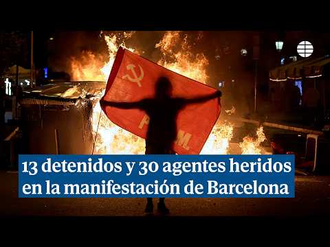 13 detinguts i 30 agents ferits a Barcelona després de la manifestació per la vaga general