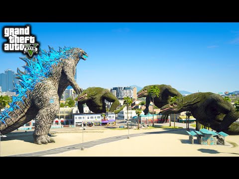 Godzilla Vs 3 SkullCrawlers ( GTA V Mods )