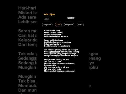 TULUS - TEH HIJAU (LIRIK)
