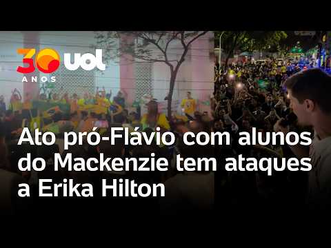 Ato pró-Flávio com Pavanato e alunos do Mackenzie tem coro contra Lula e ataques a Erika Hilton