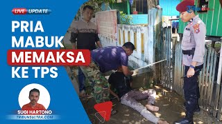 Pria Mabuk di Bombana Sultra yang Memaksa Masuk ke TPS Mengendarai Motor Dibekuk Polisi dan Linmas