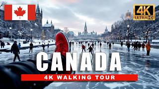 4K Ottawa Walking Tour! Canada’s Iconic Frozen Canal 🇨🇦❄️ 4K HDR Winter Wonderland City Walk