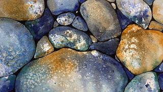 Pebbles in WATERCOLOR & INK - relaxing painting process - 418