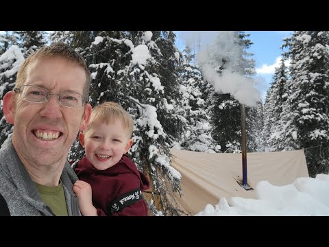 Wolves "Laughing" Outside Our Tent - Hot Tent Hammock Camping in Deep Snow