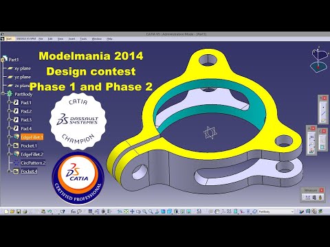 How to create a mechanical part using CATIA Part Design 78 Modelmania 2014 contest Phase 1 and 2