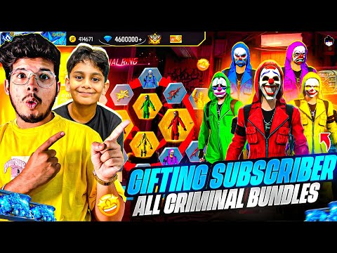 free fire 9 years old subscriber 😨| Gifting him 10,000 Diamonds 🥰& rare Criminal bundle - Garena ff 