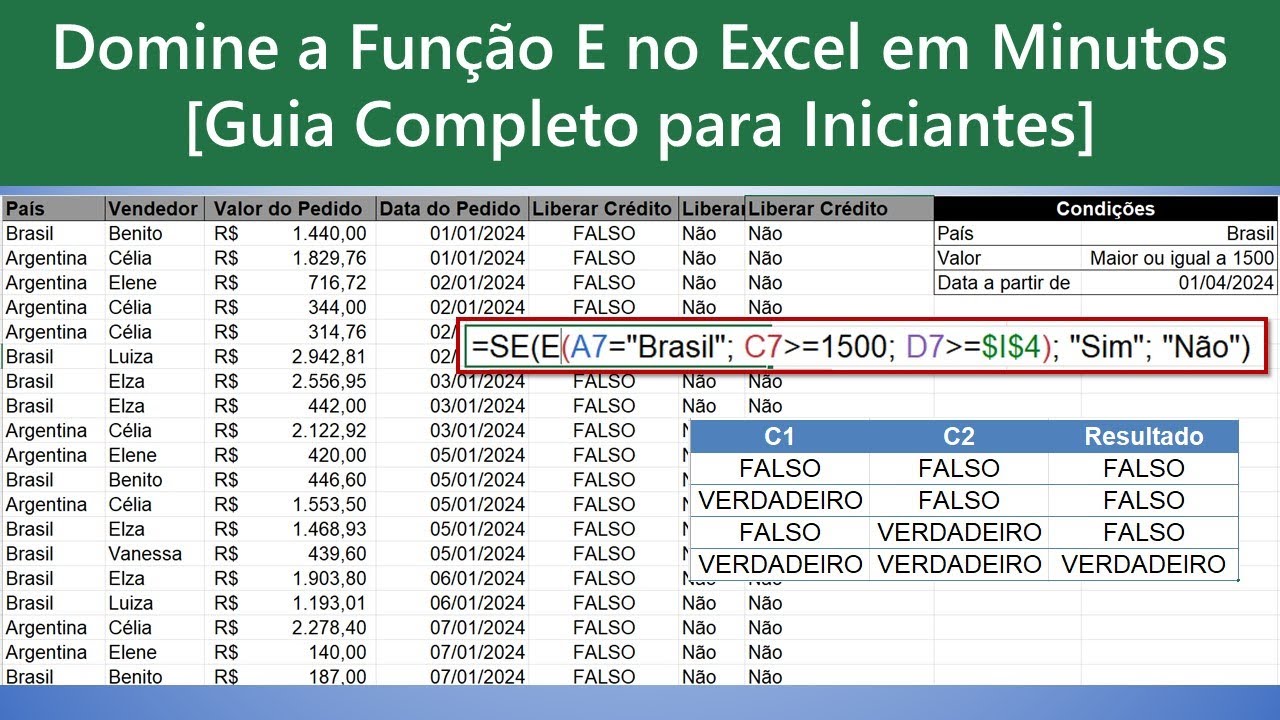 Domine a Função E no Excel em Minutos. [Guia Completo para Iniciantes]