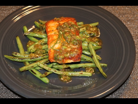 Home Chef - Roasted Salmon with Ginger-Scallion Sauce  and Charred Green Beans