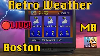 🔴 LIVE Boston, MA Weather | Retro Weather + 90s Jazz - Relax