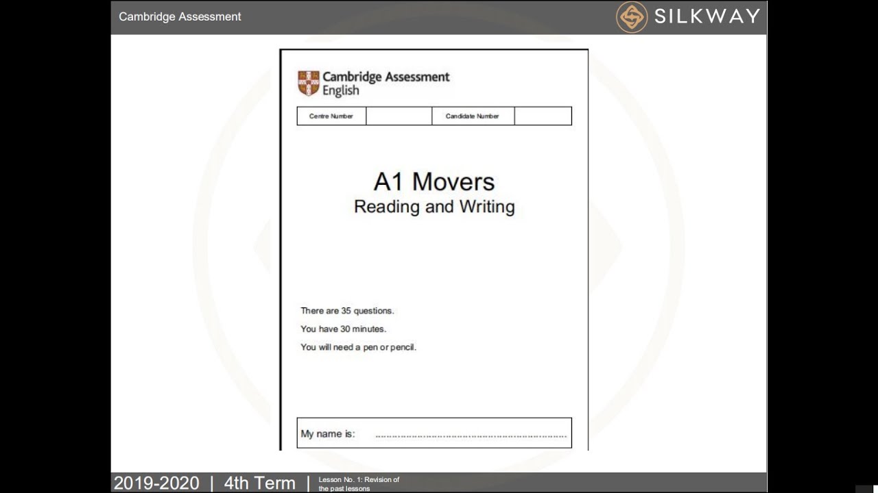 Cambridge Assessment Preparation: A1 Mover's Reading and Writing Sample Test