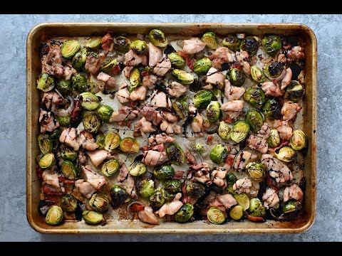 Easy healthy Sheet Pan Chicken and Brussels Sprouts - One pan meal, Paleo/Whole30/Keto.
