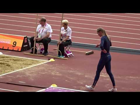 Long Jump Final. London 11 August. Klishina Practise Jump.