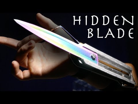 How To Make An Assassin's Creed HIDDEN BLADE! - Rainbow Metal, Spring Loaded (Simple Build)