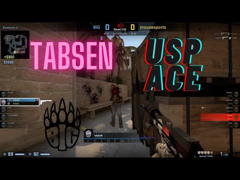 tabseN insane usp ace! 5 hs and 11 bullets only (Big vs mousesports - Gamers without borders)