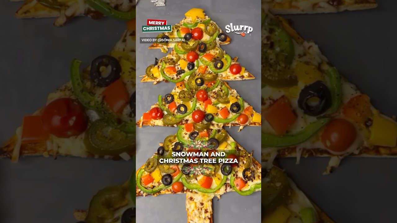 Snowman and Christmas Tree Pizza