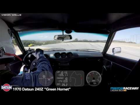 Inside a 240z at Laguna Seca