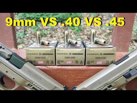 Deep Comparison - 9mm VS .40 S&W VS .45 ACP - Federal Hydrashok Deep