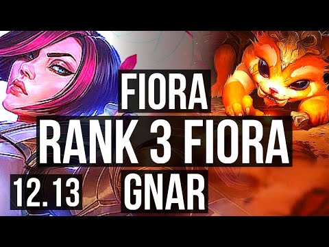 FIORA vs GNAR (TOP) | Rank 3 Fiora, 10/0/2, Legendary | KR Challenger | 12.13