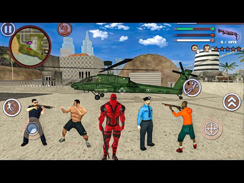 Deadpool Rope Hero Vice Town Crime Simulator #11 - Fun at Military Base - Android Gameplay