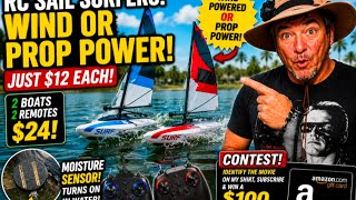 2 RC Windsurfers + 2 Remotes for $24! 🏄⚡ Wind or Prop Power!