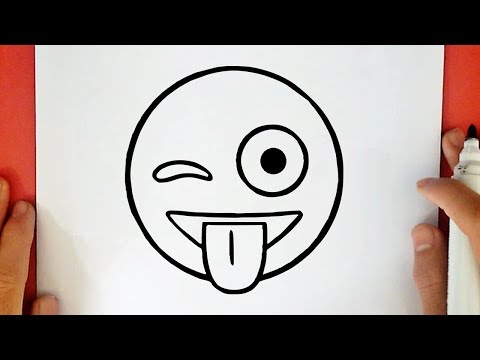 HOW TO DRAW WINKING WITH TONGUE STICKING OUT EMOJI