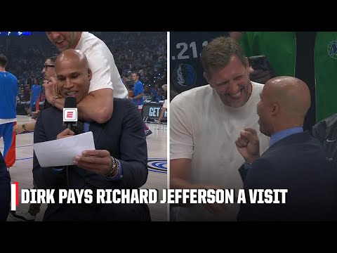 Dirk Nowitzki puts Richard Jefferson in a headlock 🤣 | NBA on ESPN