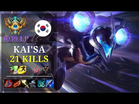 Kai'Sa Bot vs Ezreal - 21 kills - Hyfresh Blade Hena - KR Challenger (1039 LP) Patch 10.21