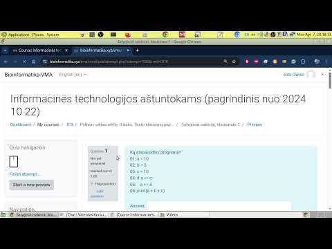 If sakinys,  1 testo klausimas