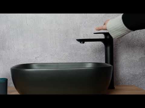 kielle Vega - Grifo de cuenco de lavabo, negro mate 10118114