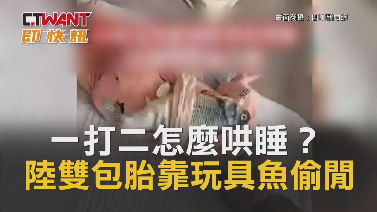 圖說-一打二怎麼哄睡？陸雙胞胎靠玩具魚偷閒