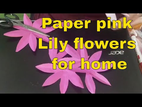 Very Easy and Simple to make Paper pink Lily flowers || beautiful #.Origamiflower #atttractionCrafts