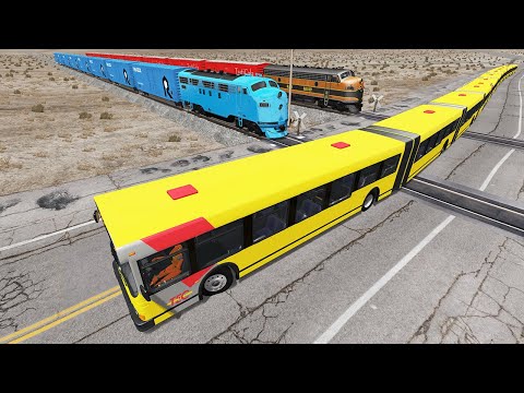 Long Articulated Bus Accident on Railway #11 - Beamng drive
