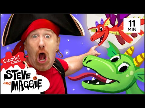 Historia de la fiesta de los monstruos de Halloween | Steve y Maggie Español Latino + MÁS para niños