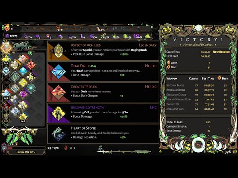 Hades Any Heat Speedrun, Achilles Spear, 6:57 IGT