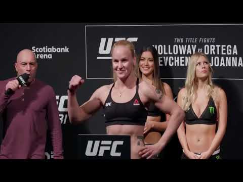 Valentina Shevchenko vs Joanna Jedrzejczyk UFC 231 weigh in face off stare down